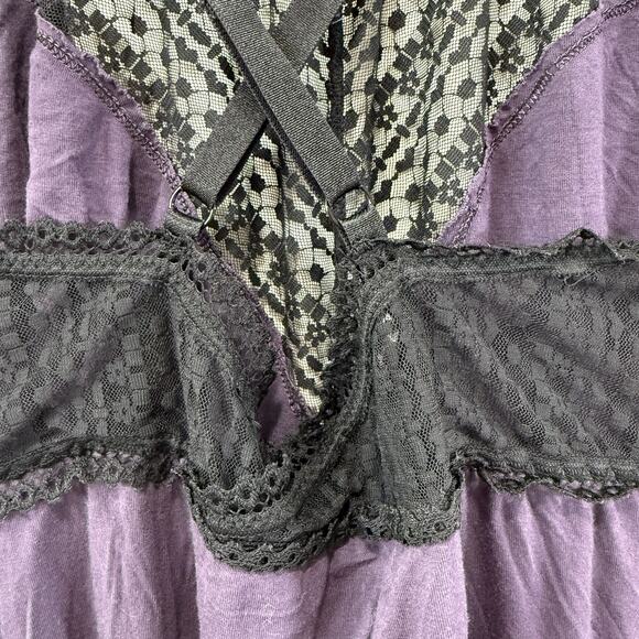 Adore Me Halter Babydoll Top Sleep Top 2X Purple Black Lace Dark Moody Romantic - Picture 6 of 10